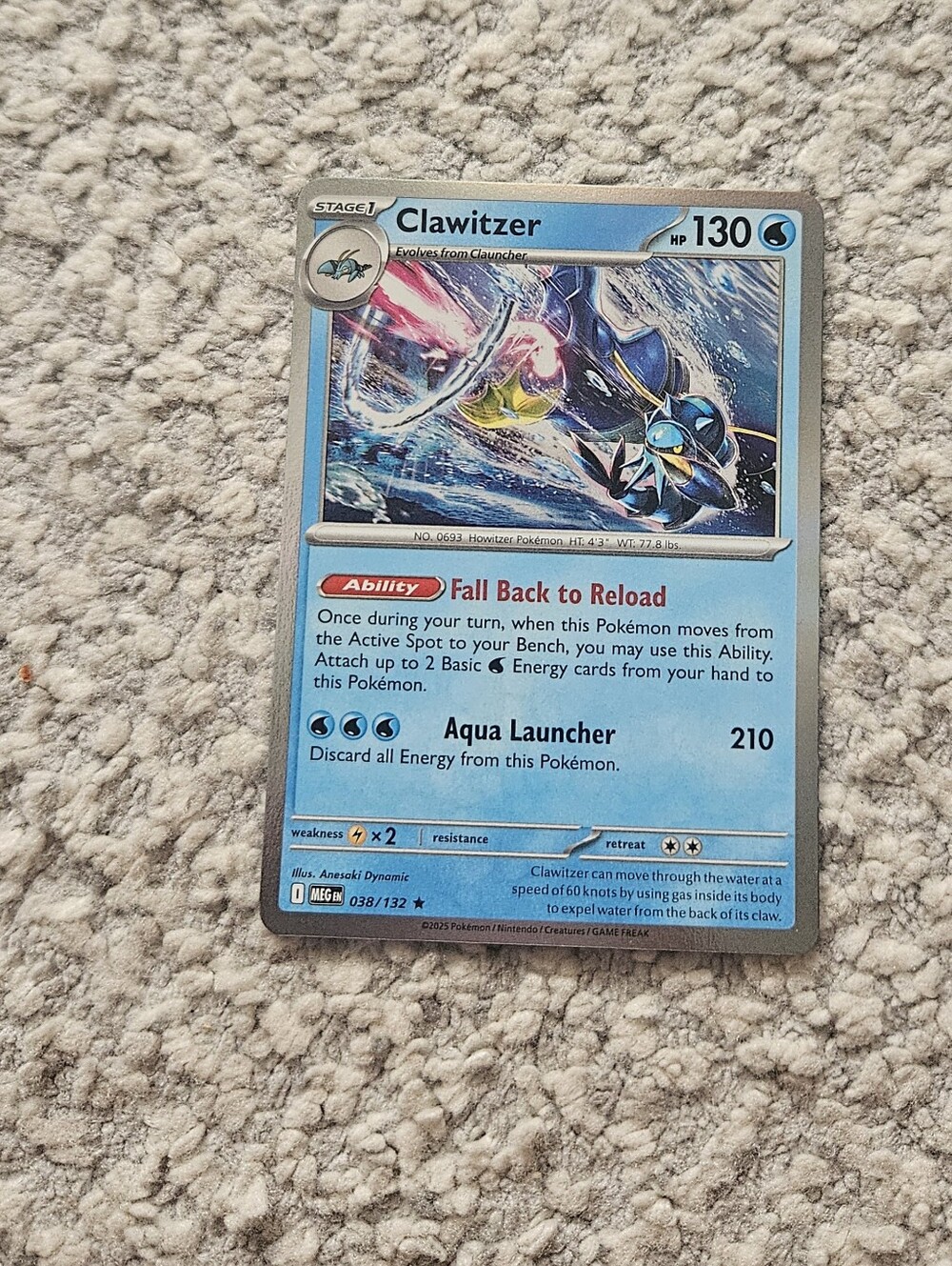 POKEMON TCG Card Clawitzer Holo Mega Evolutions Rare 038/132